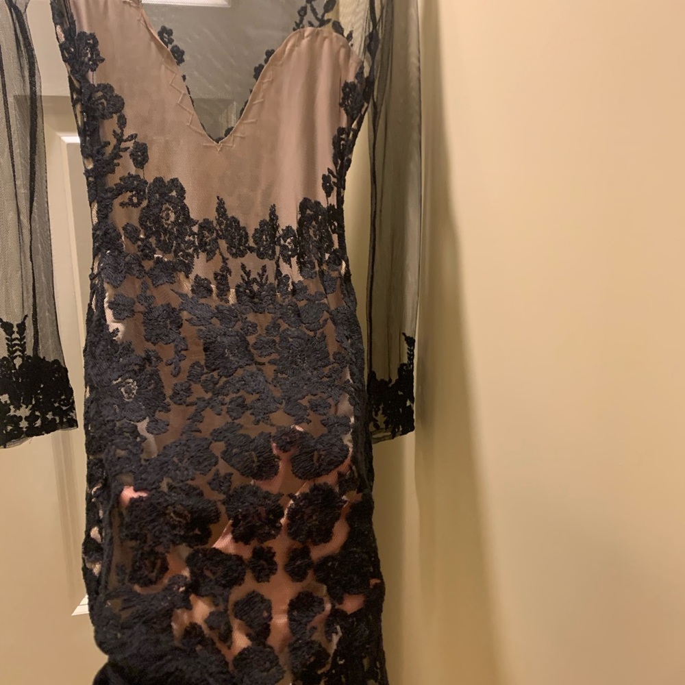 For Love & Lemons Black Floral Lace Overlay Mini Dress - Picture 2 of 8